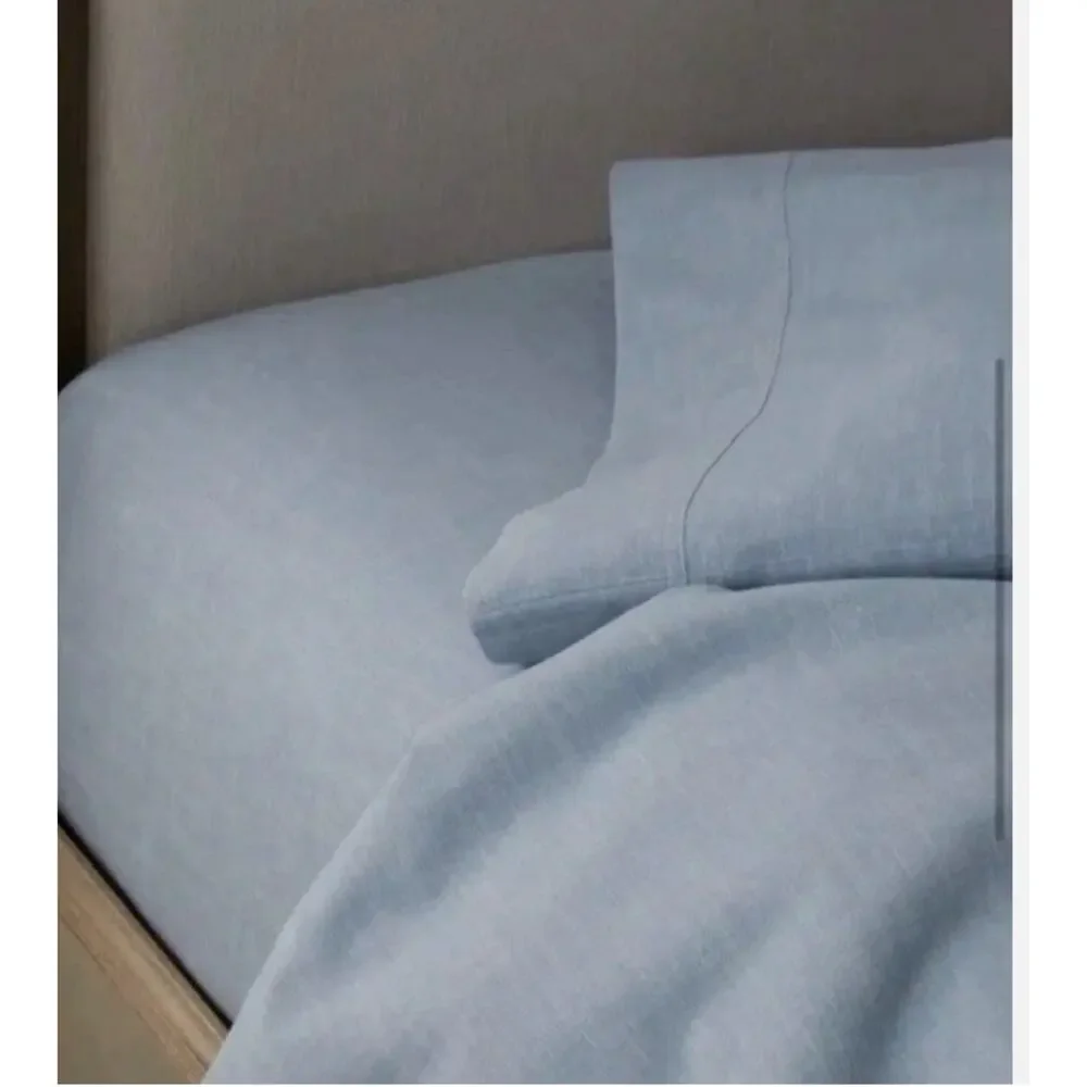 New Ralph Lauren Queen Flat Sheet Workshirt Chambray Blue Country Old Money Fall